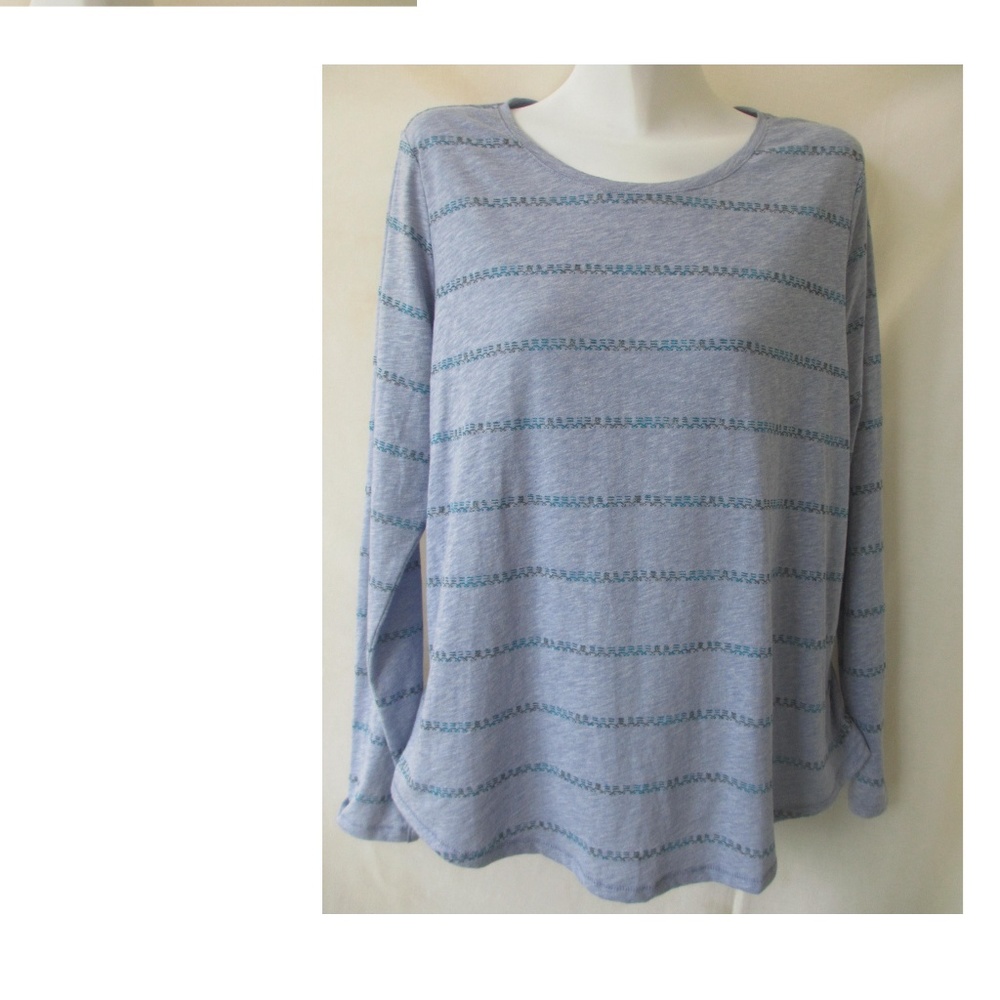 BLOUSE T-SHIRT LONG SLEEVE TOP XL 16 BLUE  PLUS